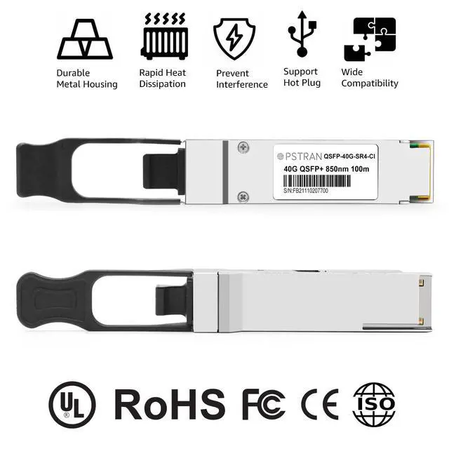 Alt view image 3 of 7 - 40GBASE-SR4 QSFP+ Optical Transceiver Module Compatible with Cisco QSFP-40G-SR4 Meraki MA-QSFP-40G-SR 850nm 100m DDM MPO-12/UPC MMF 4 Pack