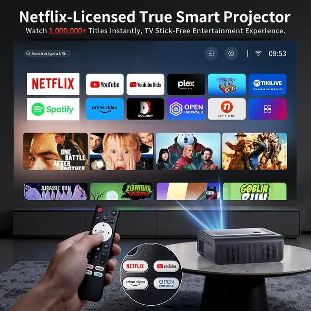 Alt view image 2 of 7 - 4K Outdoor Projector with WiFi and Bluetooth, Netflix Licensed, Auto Focus