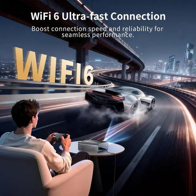 Alt view image 6 of 7 - 4K Outdoor Projector with WiFi and Bluetooth, Netflix Licensed, Auto Focus