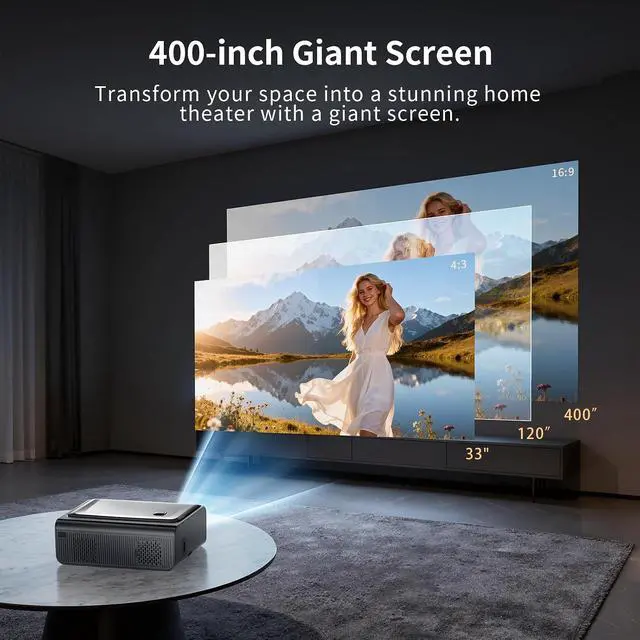 Alt view image 7 of 7 - 4K Outdoor Projector with WiFi and Bluetooth, Netflix Licensed, Auto Focus