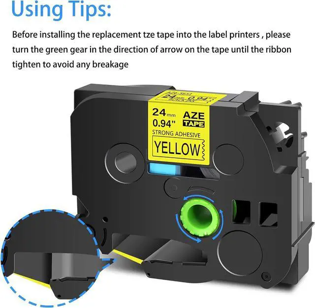 Alt view image 4 of 7 - Cruxer Compatible for Brother TZES651 24mm 1" Extra-Strength Adhesive Label Tape Black on Yellow for P-Touch PTD600 D600VP PTP700 P750W P900W P950NW PTP710BT PT-9600 PT-H500LI Label Makers, 10-Pack