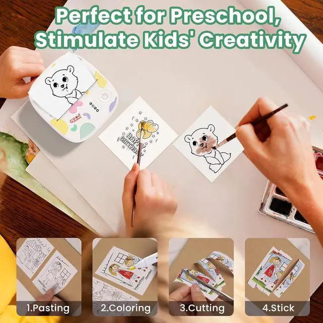Alt view image 4 of 7 - Portable Thermal Sticker Printer Mini Label Maker Bluetooth Photo Printer Print Pods Inkless Sticker Maker for Kids Sticker Box, for Gifts, Study Note, DIY
