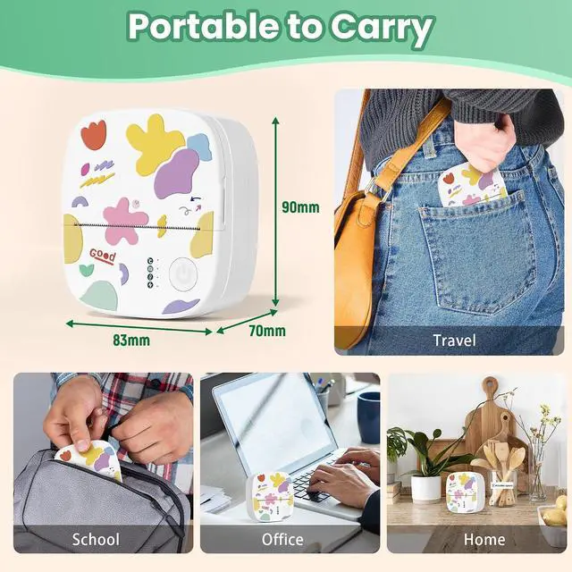 Alt view image 5 of 7 - Portable Thermal Sticker Printer Mini Label Maker Bluetooth Photo Printer Print Pods Inkless Sticker Maker for Kids Sticker Box, for Gifts, Study Note, DIY