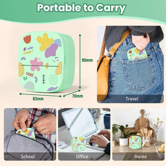 Alt view image 6 of 7 - Wireless Bluetooth Thermal Label Printer, Portable Pocket Label Maker, Mini Photo Sticker Printer with 4 Rolls Paper