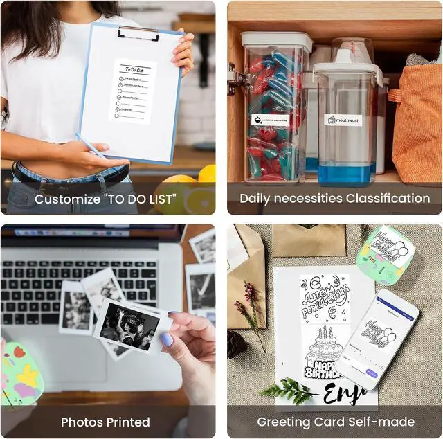 Alt view image 7 of 7 - Wireless Bluetooth Thermal Label Printer, Portable Pocket Label Maker, Mini Photo Sticker Printer with 4 Rolls Paper