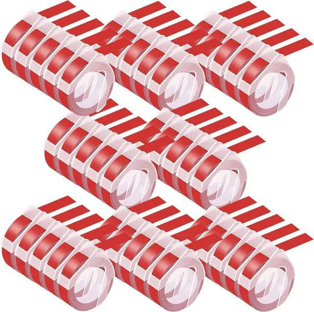 Main image of 40 Pack Compatible for Dymo 521202 12mm 3D Plastic Embossing Label Tape 1/2'' Red on White Emboss Labels for Organizer Xpress 1575 1595 1570 Office Mate MoTEX Label Makers