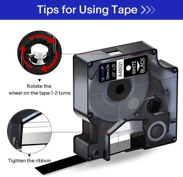 Alt view image 4 of 7 - 100 Pack Compatible for Dymo D1 Label Tape 45021 S0720610 Refill White on Black 1/2 inch x 23 feet Labeling Tape for LabelManager PnP 160 210D 260P 280 360D 420P 450D ColorPop Label Maker