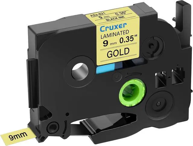 Main image of Cruxer 40 Pack Replacement for P-Touch TZe-821 TZ-821 Label Tape Black Text on Gold Laminated 9mm 0.35" Compatible with Ptouch PT-D200 PT-D210 PT-D400 PT-D450 PT-D600 PT-H100 PT-1230PC Label Maker
