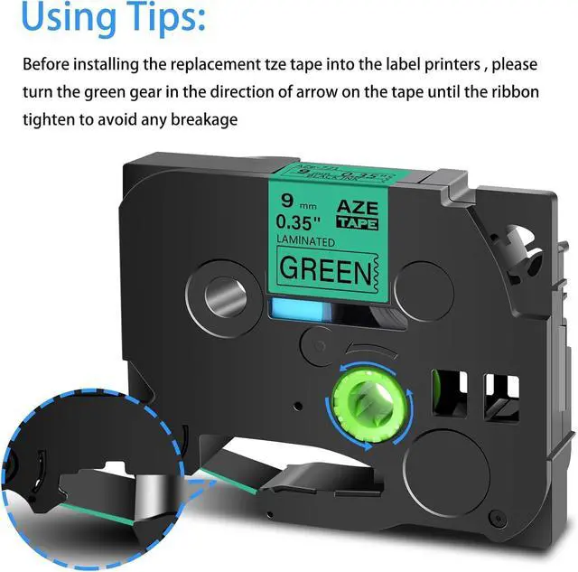 Alt view image 4 of 7 - Cruxer 40 Pack Replacement for P-Touch TZe-721 TZ-721 Label Tape Black Text on Green Laminated 9mm 0.35" Compatible with Ptouch PT-D200 PT-D210 PT-D400 PT-D450 PT-D600 PT-H100 PT-1230PC Label Maker