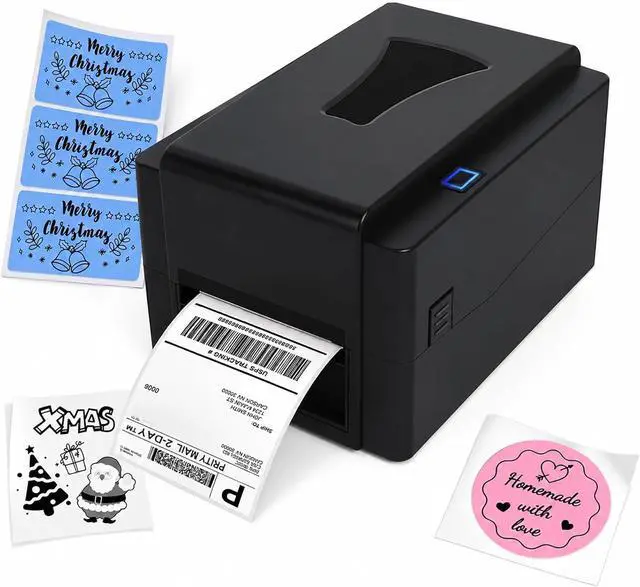 Main image of Thermal Transfer Label Printer, 300 DPI Desktop Printer with Adjustable Media Guide for Black Mark and Continuous Labels, Ideal for Office and Shipping Needs