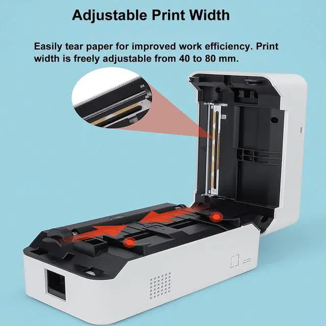 Alt view image 4 of 7 - 40-80mm Thermal Label and Ribbon Printing Machine, 2 Printing Modes, Intelligent Paper Feed & Return, for Retail, Warehouse & Industrial Use