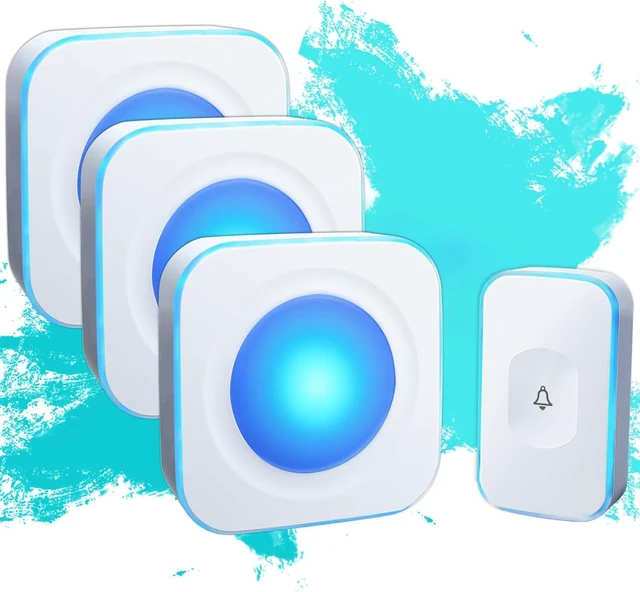 Main image of Wireless Doorbell 1200Ft Door Bells for Home with Flashing Light Hearing Impaired Door bell 1 Battery Button & 3 Plug in Receivers for Home Classroom Room Office