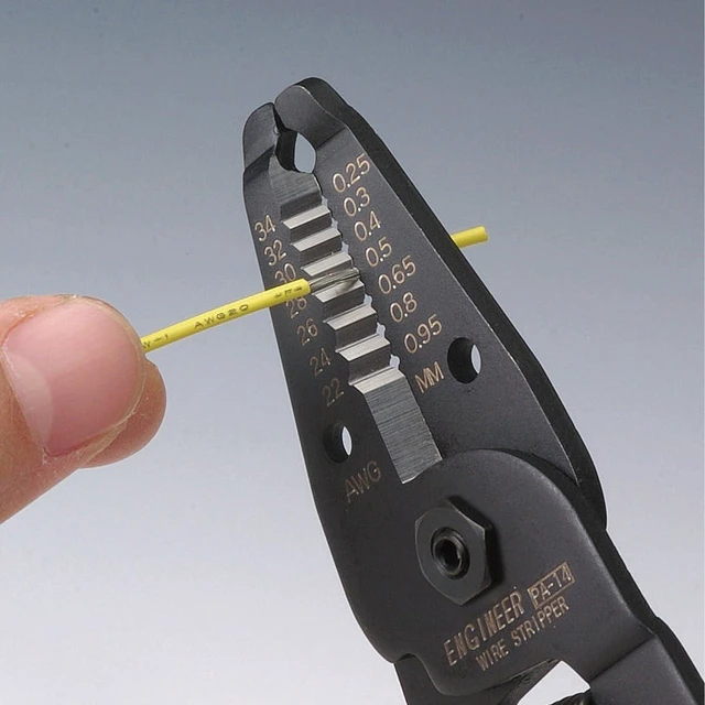 Alt view image 3 of 6 - ENGINEER PA-14 Professional Precision Wire Strippers for thin wire (AWG34 - AWG22), sharp and perfectly round finishing edge, Spring loaded Comfortable Handles, Made in Japan