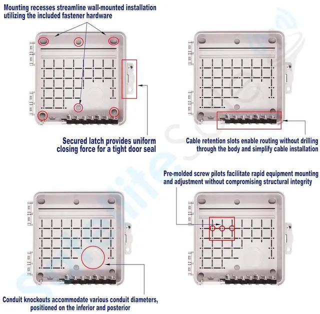 Alt view image 4 of 5 - Weatherproof Junction Box Heavy Duty Enclosure 9x9x4 Inches UV-Rated Thermoplastic Alloy Made in USA