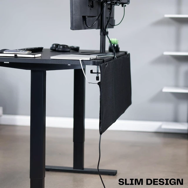 Alt view image 6 of 7 - VIVO Black Clamp-on 48 inch Desk Cable Management Sleeve DESK-SKIRT-48P | Privacy Desk Skirt, Cable Organizer, Wire Hider Kit Panel System