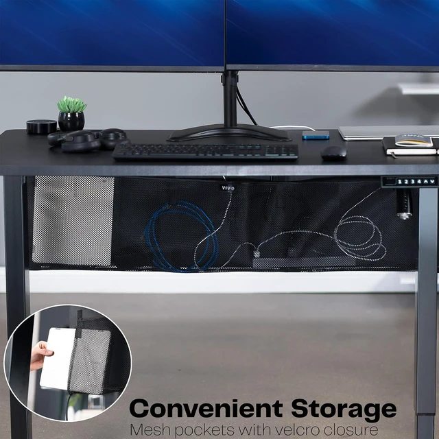 Alt view image 7 of 7 - VIVO Black Clamp-on 48 inch Desk Cable Management Sleeve DESK-SKIRT-48P | Privacy Desk Skirt, Cable Organizer, Wire Hider Kit Panel System