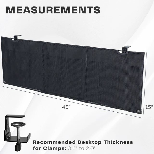 Alt view image 3 of 7 - VIVO Black Clamp-on 48 inch Desk Cable Management Sleeve DESK-SKIRT-48P | Privacy Desk Skirt, Cable Organizer, Wire Hider Kit Panel System