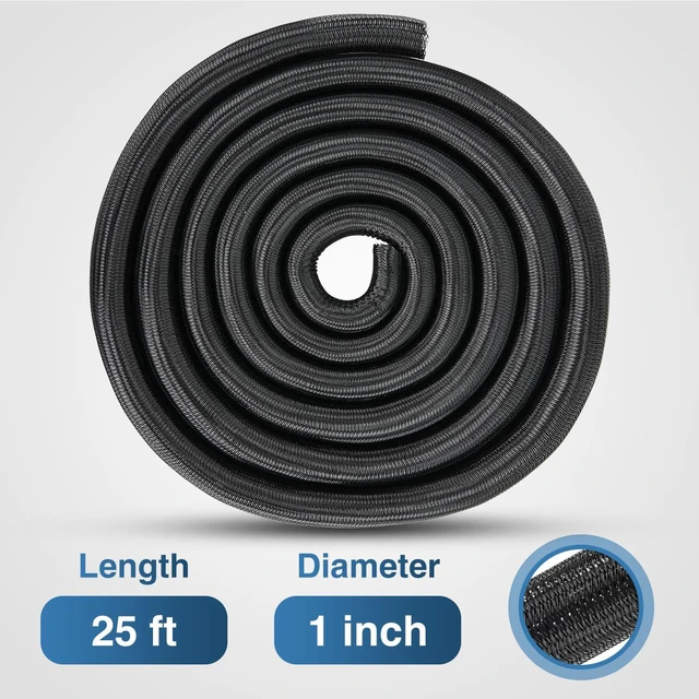 Alt view image 2 of 7 - Nilight Cable Sleeve, 25ft-1inch Cable Management Sleeves, Braided Cable Sleeving, Split Self Wrapping Wire Loom for Computer Cable Electrical Wire Automotive Harness Protector Organizer, Black