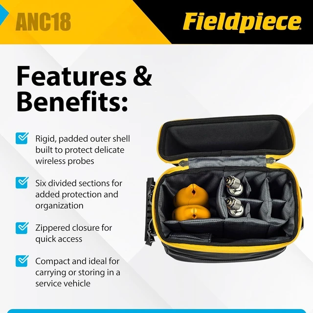 Alt view image 2 of 7 - Fieldpiece ANC18 Padded Carrying Case for Job Link Probes