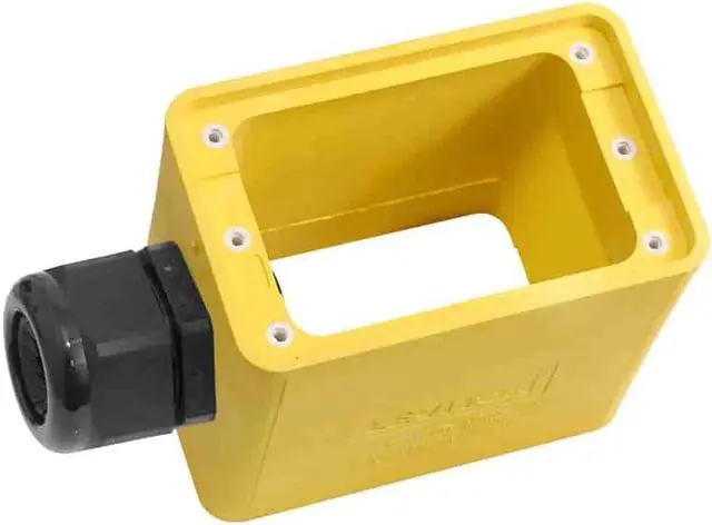 Alt view image 3 of 3 - Leviton 3099-2Y Portable Outlet Box, Sing-Gang, Extra Deep, Pendant Style with Cable Diameter 0.590-Inch, 1.000-Inch, Yellow