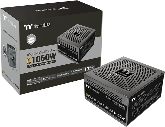 Main image of Thermaltake Toughpower GF A3 1050W, True 600W 12V-2x6 Connectors on PSU & NVIDIA RTX 50 Series, ATX 3.1/PCI-E 5.1, 80+ Gold, SLI/Crossfire Ready Power Supply, PS-TPD-1050FNFAGU-L, 10 Year Warranty