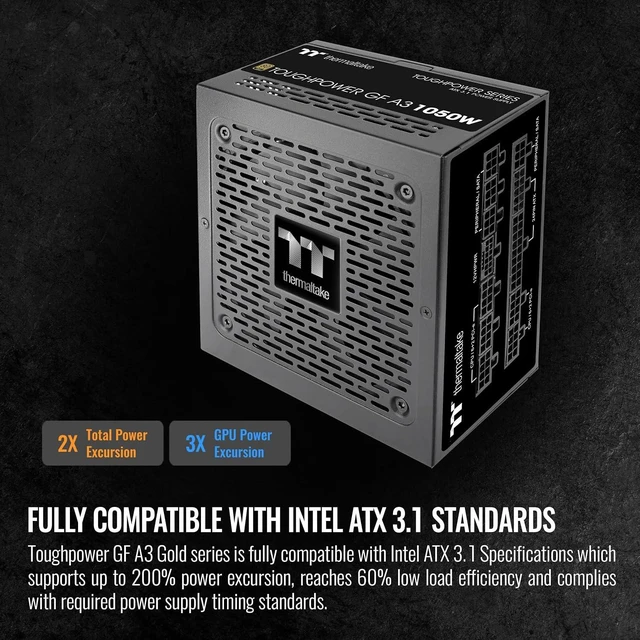 Alt view image 3 of 6 - Thermaltake Toughpower GF A3 1050W, True 600W 12V-2x6 Connectors on PSU & NVIDIA RTX 50 Series, ATX 3.1/PCI-E 5.1, 80+ Gold, SLI/Crossfire Ready Power Supply, PS-TPD-1050FNFAGU-L, 10 Year Warranty