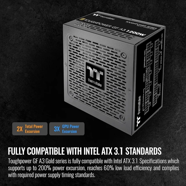 Alt view image 3 of 6 - Thermaltake Toughpower GF A3 1200W, True 600W 12V-2x6 Connectors on PSU & NVIDIA RTX 50 Series, ATX 3.1/PCI-E 5.1, 80+ Gold, SLI/Crossfire Ready Power Supply, PS-TPD-1200FNFAGU-L, 10 Year Warranty