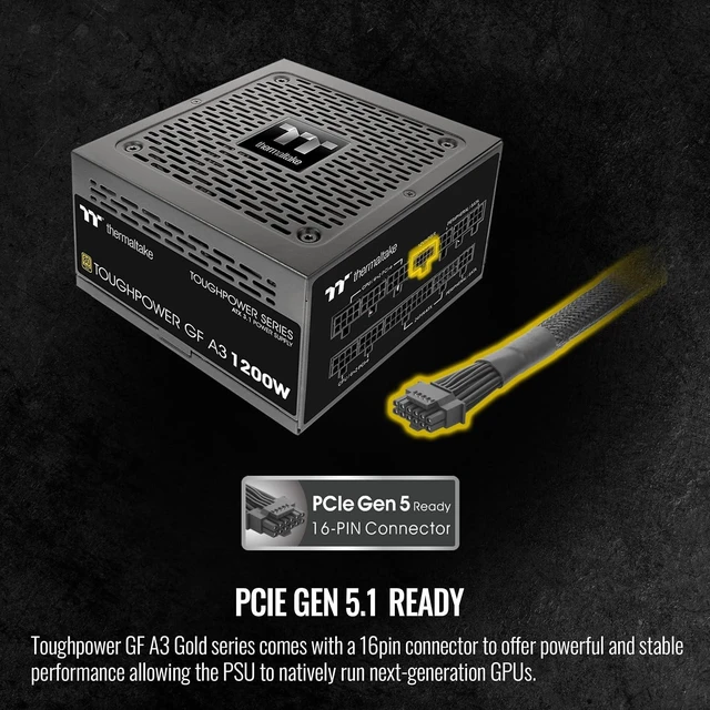 Alt view image 4 of 6 - Thermaltake Toughpower GF A3 1200W, True 600W 12V-2x6 Connectors on PSU & NVIDIA RTX 50 Series, ATX 3.1/PCI-E 5.1, 80+ Gold, SLI/Crossfire Ready Power Supply, PS-TPD-1200FNFAGU-L, 10 Year Warranty