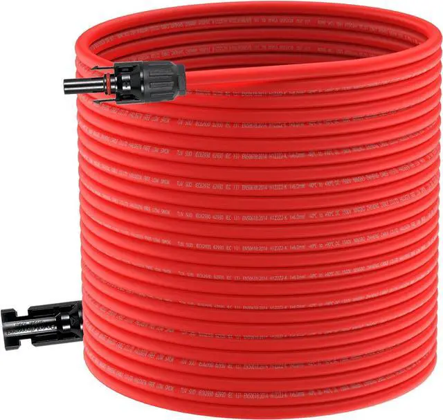 Alt view image 2 of 6 - 10AWG Solar Extension Cable, 10 Gauge Solar Wire, 50 Feet Male to Female Connectors Panel Wire with Adapter Tool Kit (Black & Red 50 Feet)