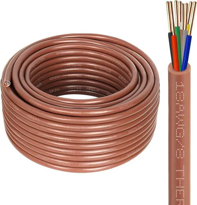 Main image of Thermostat Wire 18/8 Gauge 8 Conductor - 50ft, Multi-Conductor Bare Copper Cable, Durable PVC Jacket, Low-Resistance Wiring for HVAC Systems, Thermostats, and Low Voltage Applications