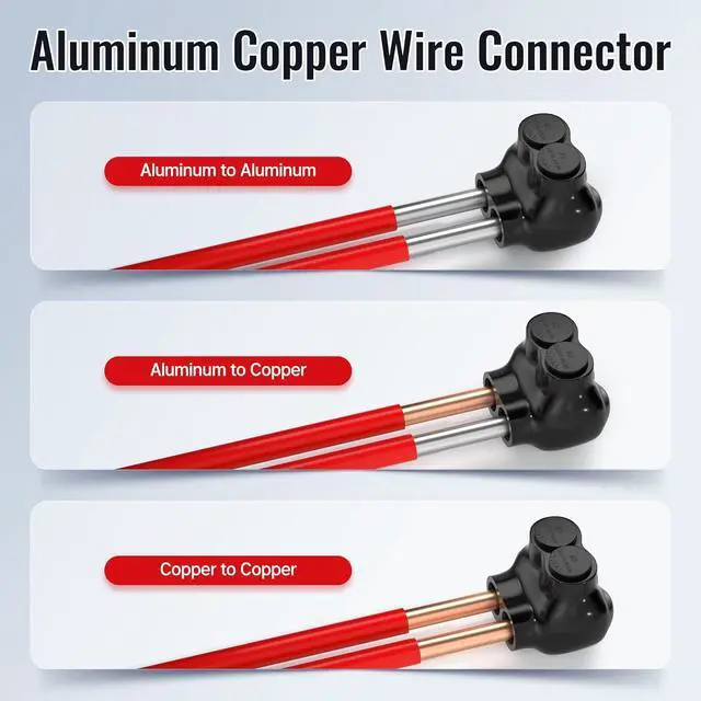 Alt view image 3 of 6 - RVBOATPAT 2 Port Insulated Connector Multi Tap Connector 2-14 AWG Aluminum to Copper Wire Connectors Single-Sided Entry Slotted Allen Hex - 6 Pack