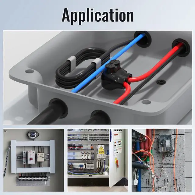 Alt view image 6 of 6 - RVBOATPAT 2 Port Insulated Connector Multi Tap Connector 2-14 AWG Aluminum to Copper Wire Connectors Single-Sided Entry Slotted Allen Hex - 6 Pack