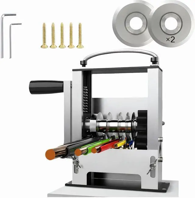 Main image of cjc Wire Stripper Machine, Manual & Drill Powered Wire Stripping Machine for 0.12"-0.67" Scrap Wires, 6-Channel Wire Peeling Tool with 5 Blades for Efficient Copper Cable Stripping