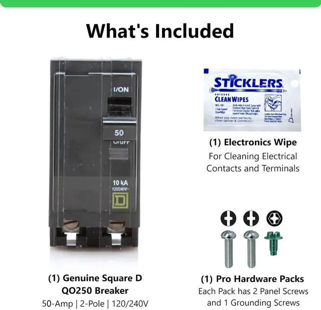 Alt view image 5 of 7 - Square D Qo250 Circuit Breaker Kit, Genuine 50 Amp Bipolar, 120/240V AC, 10Ka Ic, Plug-In Assembly For Load Centers And Qo Panels, Visi-Trip Indicator, New Replacement Part