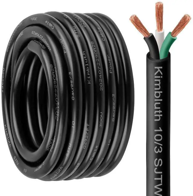 Main image of 10 Gauge 3 Conductor Wire SJTW Outdoor Extension Power Cable 20FT, 10/3 Wire Heavy Duty Pure Copper Electrical Wire for Lawn, Battery, Automotive, Outdoors