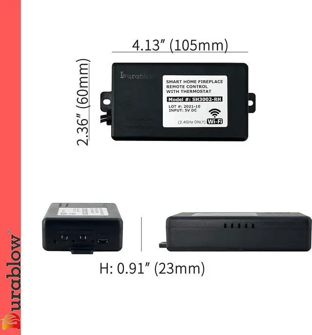 Alt view image 2 of 7 - Durablow SH3002D-RH On/Off Dual WiFi (2.4G+5G) Gas Fireplace Remote Control for Millivolt Valve, Smart Home, Works with Alexa, Google Home (Timer + Wireless Thermostat + Programmable + Remote Handset)