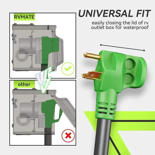 Alt view image 5 of 7 - RVMATE 30 Feet 30 Amp RV Lockable Power Extension Cord with Easy Plug-in Handle, TT-30P to L5-30R, LED Indicator, 10 AWG, ETL Listed