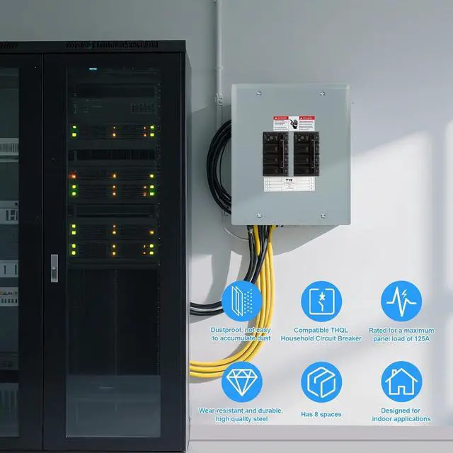 Alt view image 2 of 6 - THQL Circuit BreakerPanels, 8-Space, 125A Circuit Breaker Distribution Box, 120V/240V Circuit Breaker Electrical Enclosure,Indoor Main Lug Load Center, No UL Approval