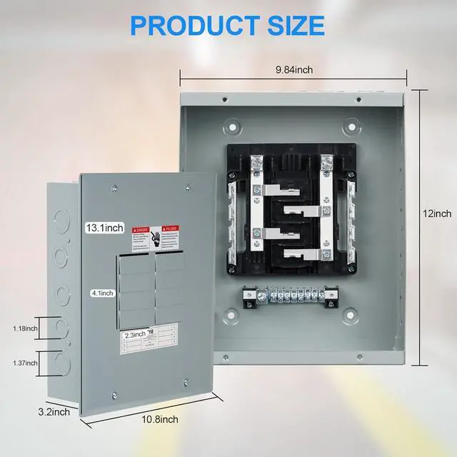 Alt view image 4 of 6 - THQL Circuit BreakerPanels, 8-Space, 125A Circuit Breaker Distribution Box, 120V/240V Circuit Breaker Electrical Enclosure,Indoor Main Lug Load Center, No UL Approval