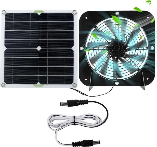 Main image of Solar Panel Fan Kit 13.5inch 100W Waterproof Solar Powered Exhaust Fan 3000rpm Auto Adjustable High Efficiency Cooling Chicken Solar Fan Solar Camping Fan for Dog Kennel ZHAZHAMO(Black)