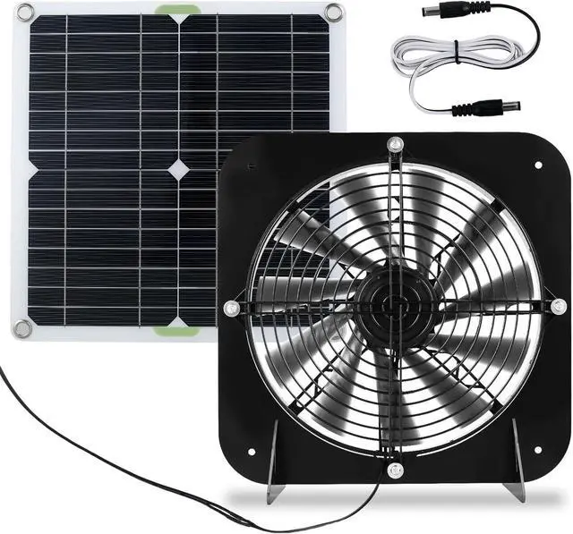 Alt view image 2 of 7 - Solar Panel Fan Kit 13.5inch 100W Waterproof Solar Powered Exhaust Fan 3000rpm Auto Adjustable High Efficiency Cooling Chicken Solar Fan Solar Camping Fan for Dog Kennel ZHAZHAMO(Black)