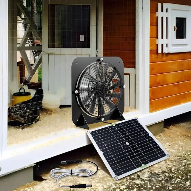 Alt view image 3 of 7 - Solar Panel Fan Kit 13.5inch 100W Waterproof Solar Powered Exhaust Fan 3000rpm Auto Adjustable High Efficiency Cooling Chicken Solar Fan Solar Camping Fan for Dog Kennel ZHAZHAMO(Black)