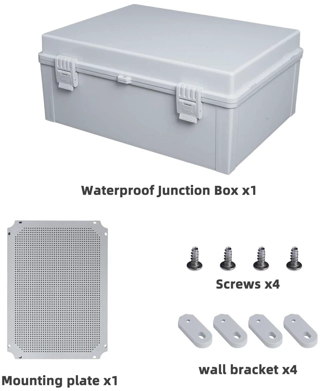 Alt view image 6 of 7 - Waterproof Junction Box, 16''x12''x6.8'' Plastic Large Enclosure Electrical Box Water Resistant Outdoor Junction Box Enclosure with Internal Mounting Panel Grey