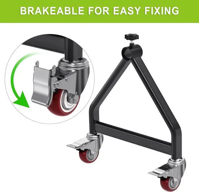 Alt view image 4 of 7 - Wire Spool Rack, Portable Cable Caddy, Swivel Caster Wheels with Brake, Steel Fully Welded Wire Rack Dispenser for up to 28" Diameter Spools, 220 lbs Capacity, Black