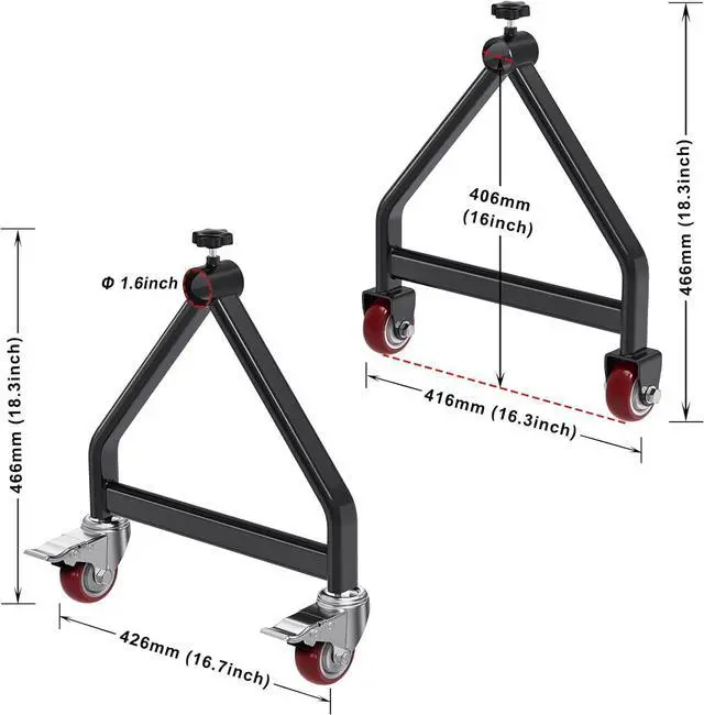 Alt view image 7 of 7 - Wire Spool Rack, Portable Cable Caddy, Swivel Caster Wheels with Brake, Steel Fully Welded Wire Rack Dispenser for up to 28" Diameter Spools, 220 lbs Capacity, Black