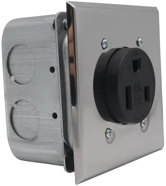 Alt view image 4 of 7 - Mingzhe NEMA 6 50R Receptacle Heavy Duty Electrical Socket Premium Galvanized Iron Stainless Steel Power Outlet for Welders Plasma Cutters Electric Ranges Dryers
