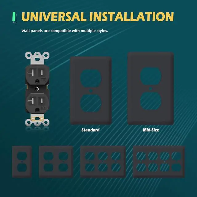 Alt view image 6 of 7 - TOPELER Duplex Receptacle Outlet, 10Pack Tamper-Resistant Electrical Outlet, Residential Grade, 20A 125V, Self-Grounding, 2-Pole, UL Listed, Black