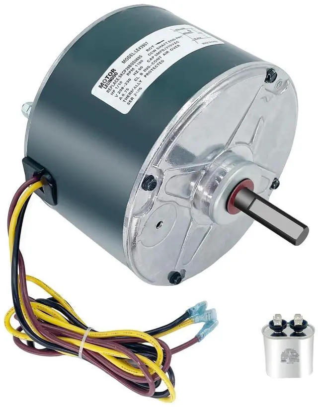 Main image of Replacement Condenser Fan Motor for Carrier 5KCP39BGS069S #3S001, #GE3907 Genteq Bryant Payne Dayton AC/Air Conditioner 1/10 HP 1100 RPM 208-230V 60HZ 48 Frame with OEM Capacitor