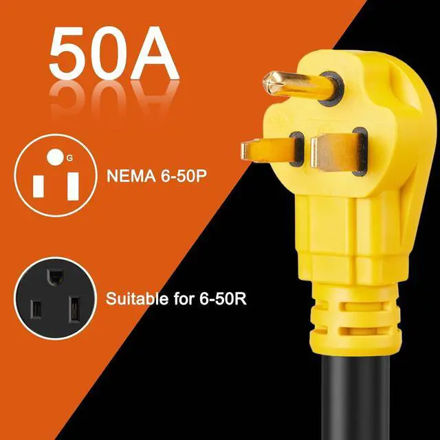 Alt view image 2 of 7 - NEMA 6-50P Male to TT-30R AC Power Adapter Cord, STW 10AWG/3C, 3 Prong 50 Amp Welder Male Plug to 30 Amp RV Generator Female Connector Adapter, 125 Volt, ETL Listed