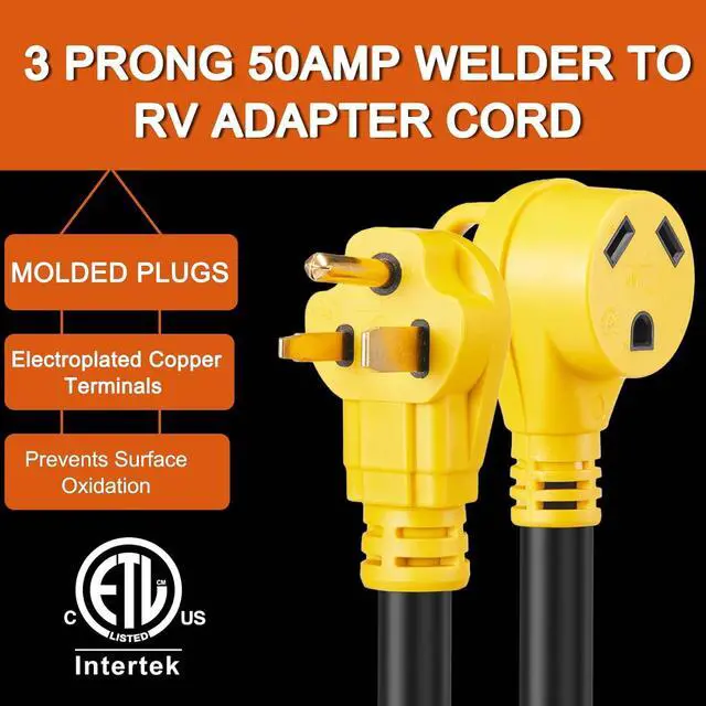 Alt view image 4 of 7 - NEMA 6-50P Male to TT-30R AC Power Adapter Cord, STW 10AWG/3C, 3 Prong 50 Amp Welder Male Plug to 30 Amp RV Generator Female Connector Adapter, 125 Volt, ETL Listed